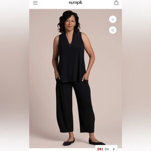 Sz 12🇨🇦⭐️NWT Sympli Black Deep V Trapeze Jersey Dress Tank